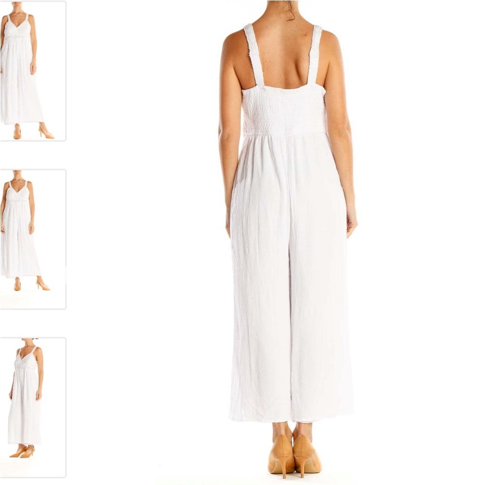 White Crochet Bust Bohemian Jumpsuit - Picture 3 of 7